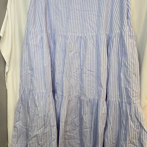 NWT Gap Blue/white Striped Skirt 3 Tier Pockets Lined Size 12 - Picture 8 of 9